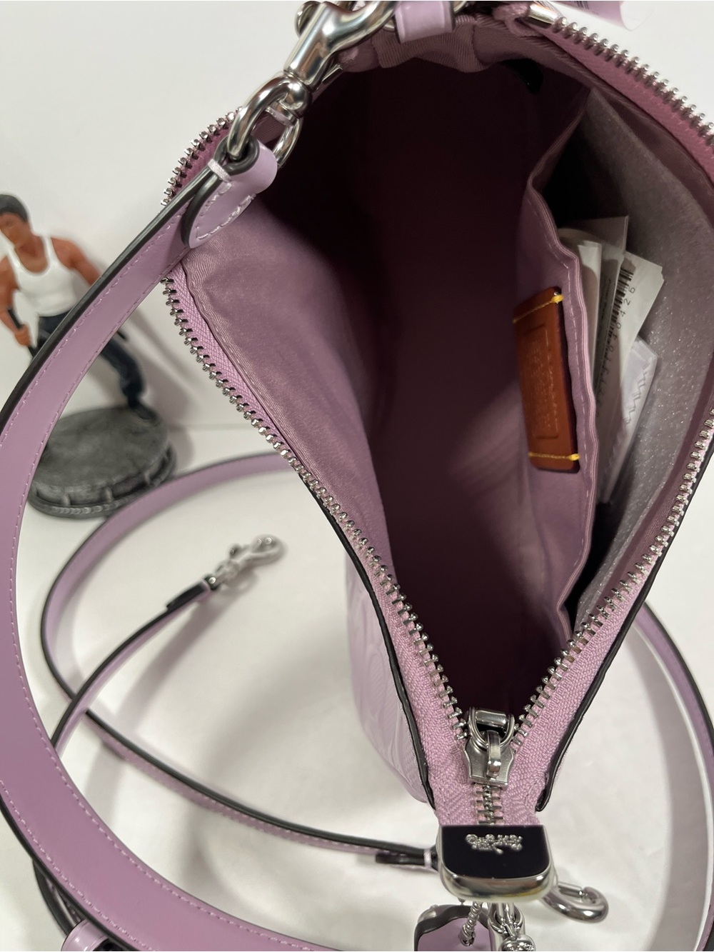 Bundle Coach Teri Shoulder Bag & Heart Bag Charm With Patent Signature NWT - Picture 6 of 14